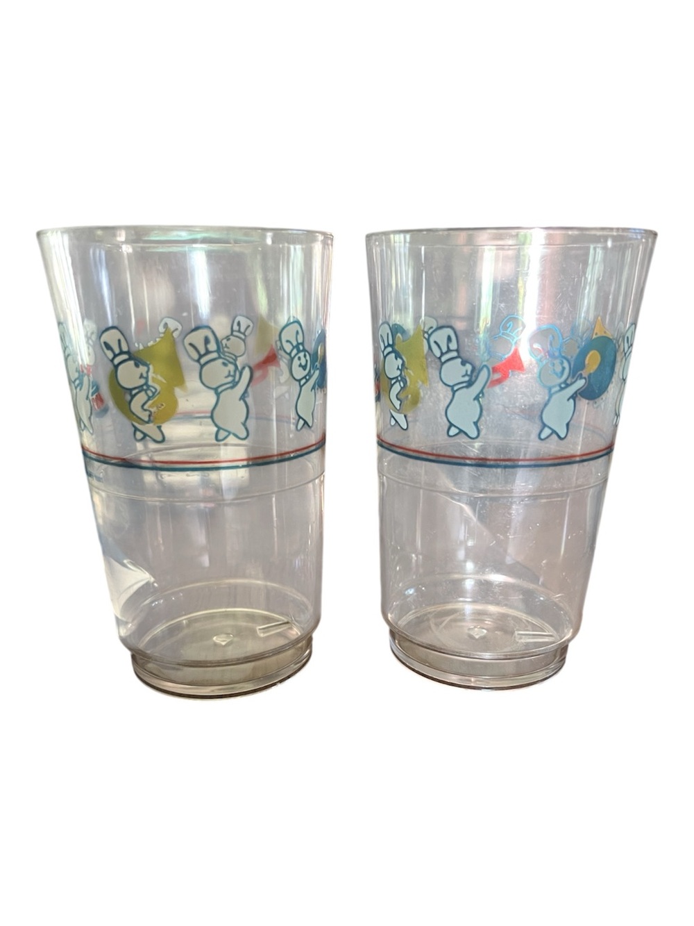 Vintage Pillsbury Doughboy Poppinโ Fresh Plastic Clear Drinking Glasses